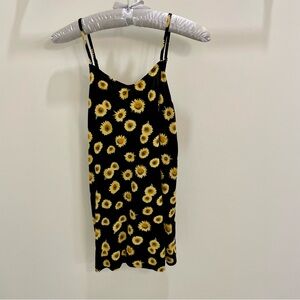 Girls black sunflower spaghetti strap dress, size large